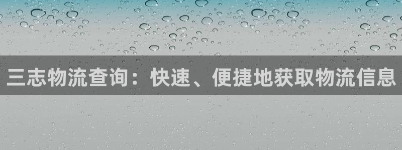 南宫28圈官网版：三志物流查询：快速、便捷地获取物流信息